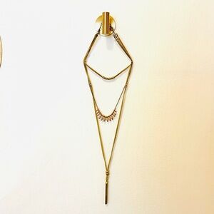 Lucky Brand Gold and Tan Leather Layered Necklace